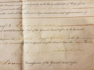 Rare President Andrew Jackson hand signed autograph signature land document 1829 2