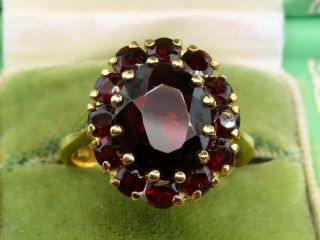 Vintage 18k Gold Antique Victorian Edwardian Bohemian Garnet Cocktail Ring