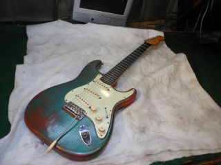 1960 Vintage Fender Stratocaster Guitar Slab Board Clay Dots All Parts 9