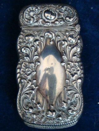 Vintage 1800’s Tiny Sterling Silver Match Safe - Ornate - Pocket - Vesta - No Initials