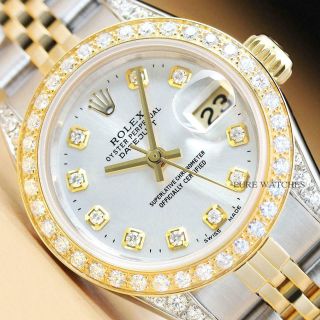 Ladies Rolex Diamond Datejust Two - Tone Silver Diamond Dial Quickset Watch