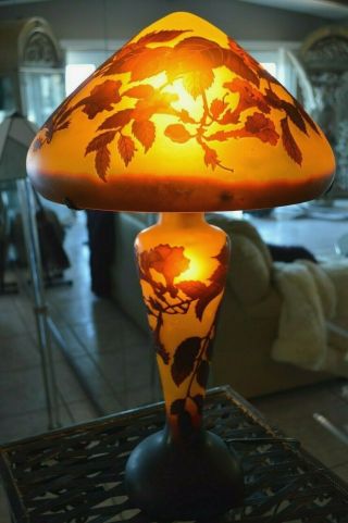 Vintage Artist Signed Art Blown Glass Lamp - Flowers 2 Lights Lighting