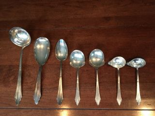 Antique European Silver - Plated Serving Spoons,  Set Of 7,  Marked Wmf 90