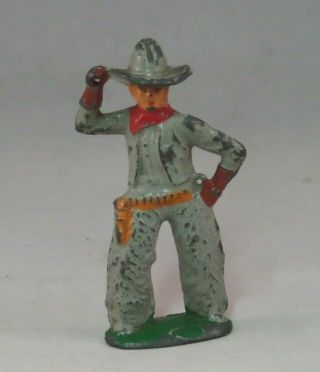 Vintage Barclay Lead Toy Soldier B - 95 Cowboy With Lasso Missing Lasso Grey