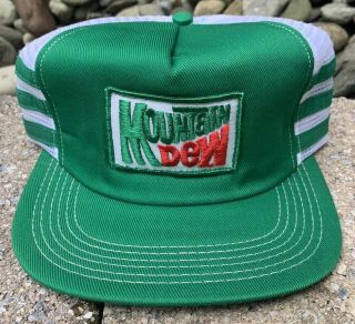 Vintage Mountain Dew 3 Stripe Trucker Mesh Snapback Hat Cap Usa Made K Brand