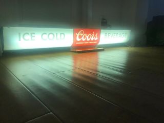 VTG 1960’s Coors 48” Long ICE Cold Beer Lighted Beer Bar Sign BRASS Rare 2