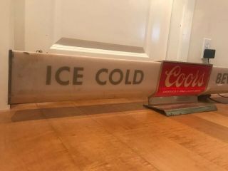 VTG 1960’s Coors 48” Long ICE Cold Beer Lighted Beer Bar Sign BRASS Rare 5
