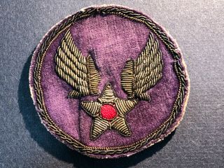 Pre - Wwii Vintage Us Army Air Corps Winged Star Shoulder Patch Bullion Velvet