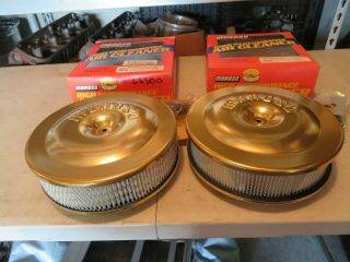 Vintage Nos Moroso Gold Anodized Air Cleaners Tunnel Ram Dual Quad