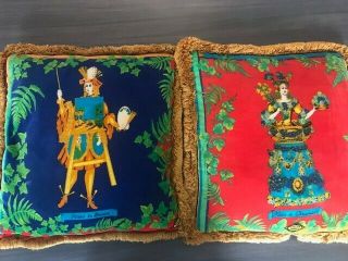 Gianni Versace Royal King & Queen Pillows (2) Extremely Rare Kabit De Bouquelire