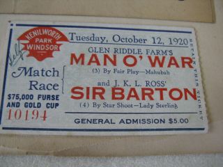 2 Man O ' War 1920 Horse Race Tickets,  Kenilworth Park,  Vintage,  Antique Program 7