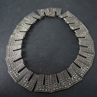 Vintage Taxco,  Geometric Mexican Sterling Silver Necklace