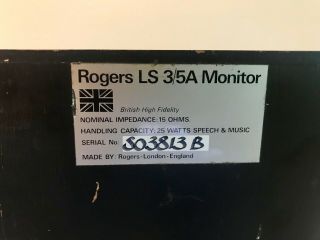Rogers LS 3/5A Vintage Monitors - Matched Speakers - Low Serial - Pro Serviced 4
