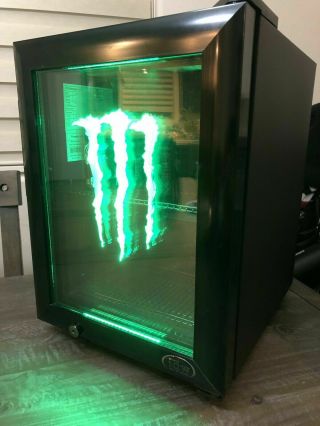 Rare Monster Energy Drink Mini Fridge Cooler Gs - 1 Ice Cold Etched Glass