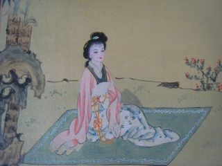 Vintage,  Antique,  Hand Painted Chinese Art,  Signed.  16  X 14  In.  C - 3