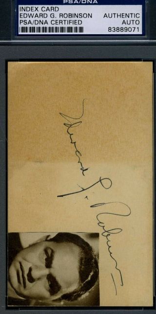 Edward G Robinson Vintage 1930`s Signed 3x5 Index Card Psa/dna Autograph