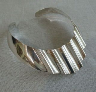 Vintage Taxco Mexico Sterling Silver Fluted Choker Necklace 86g Mary Russell