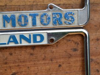 Set VTG 1950s Metal Dealer License Plate Frames RIVERA MOTORS PORTLAND Oregon VW 7