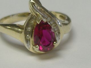 Vintage 10k Gold Diamond Accent Ruby Ring Size 7 Lady 