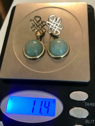 Vintage 14k Gold Jade Earrings Clip - On 11.  4 Grams 585 Heavy Not Scrap BEAUTIES 4