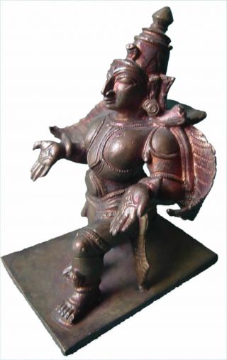 Vintage Solid Copper Statue Handmade Religious Garuda Mount Of Hindu Lord Vishnu