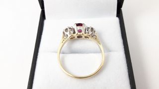 VINTAGE 18ct Gold 1.  50cts Natural Ruby and Diamond Trilogy Ring 6