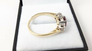 VINTAGE 18ct Gold 1.  50cts Natural Ruby and Diamond Trilogy Ring 7