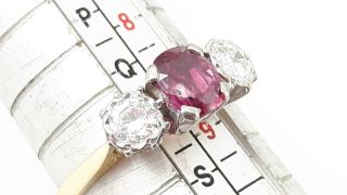 VINTAGE 18ct Gold 1.  50cts Natural Ruby and Diamond Trilogy Ring 9