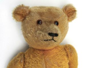 Large Antique Golden Mohair Straw Filled Jointed Teddy Bear