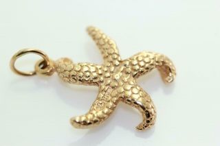 Vintage 14k Gold 3d Starfish Star Fish Charm Pendant 14kt