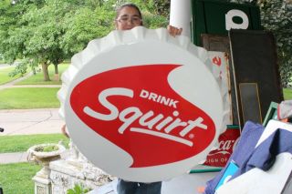 Rare Large Vintage 1965 Squirt Soda Pop Gas Station 39 " Metal Sign