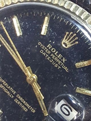 Vintage Mens Rolex Datejust 1968 18k Gold SS 1601 Gilt Pie Pan Dial Watch 7