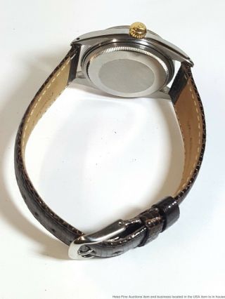 Vintage Mens Rolex Datejust 1968 18k Gold SS 1601 Gilt Pie Pan Dial Watch 9