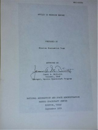 Vintage NASA Apollo 13 Mission Report MSC - 2680 2