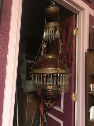 Antique Electrified B&H Oil Lamp Chandelier,  font Not Drilled,  matching Parts,  VGC 4