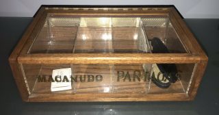 Vintage Cigar Dealer Counter Display Macanudo Partages Wooden Showcase Stunning