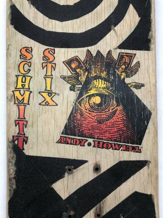 OG vtg 1988 SHMITT STIX Andy Howell Pro Model Skateboard Deck RARE 7