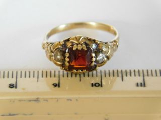 ANTIQUE 14ct GOLD GARNET & DIAMOND RING 2