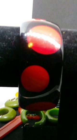 Black And Red Poka Dot Bakelite Bangle