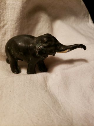 Vintage Collectible Dark Gray Cast Iron Elephant.  Unmarked 4 " X 2 ".  Usa Seller