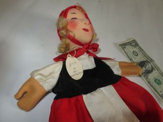 Vintage KERSA Little Red Riding Hood DOLL Hand Puppet Toy w/ Tag (R116) 4