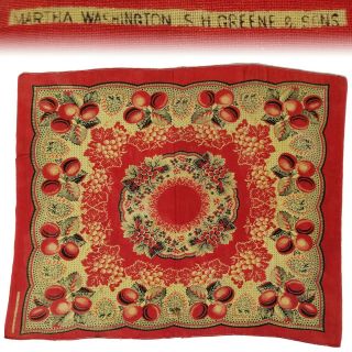 Vintage 1890s 1900s Martha Washington Turkey Red Bandana Bandanna Sh Greene