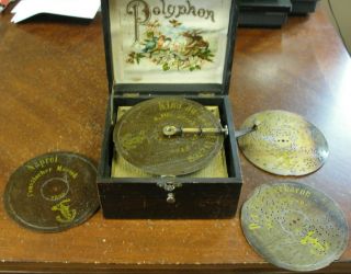 Extremely Rare Antique 1870 ' s POLYPHON Disc Music Box w/ 4 Discs 3