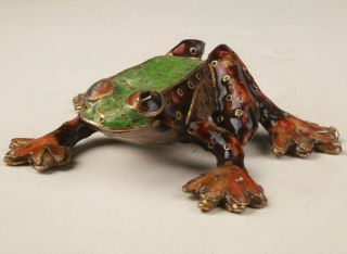 Precious Chinese Cloisonne Enamel Hand - Carved Frog Statue Old Decoration