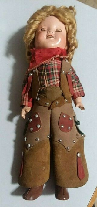 Vintage Composition Ideal Shirley Temple Dolls Cowboys Cowgirl Outfits