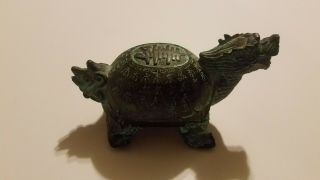 Ancient Chinese Statue Hand - Carved Dragon Turtle Copper Chinese Writing On Shell