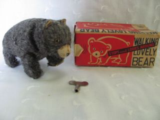 Vintage Toy Wind Up Walking Lovely Bear Japan