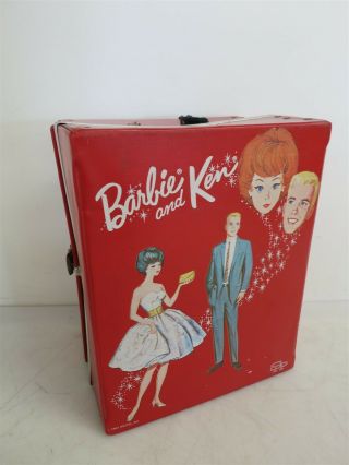 1964 Barbie & Ken Case,  1968 Midge Barbie Doll Black Label Mattel Clothes,