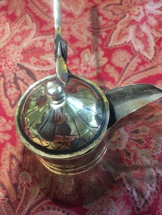 STUNNING LITTLE ANTIQUE BRASS MIDDLE EASTERN ISLAMIC DALLAH COFFEE POT 3