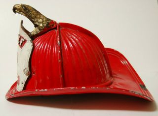 Vintage/antique Firemans Helmet - Asst.  Chief - Leather Plaque - Felt Lined